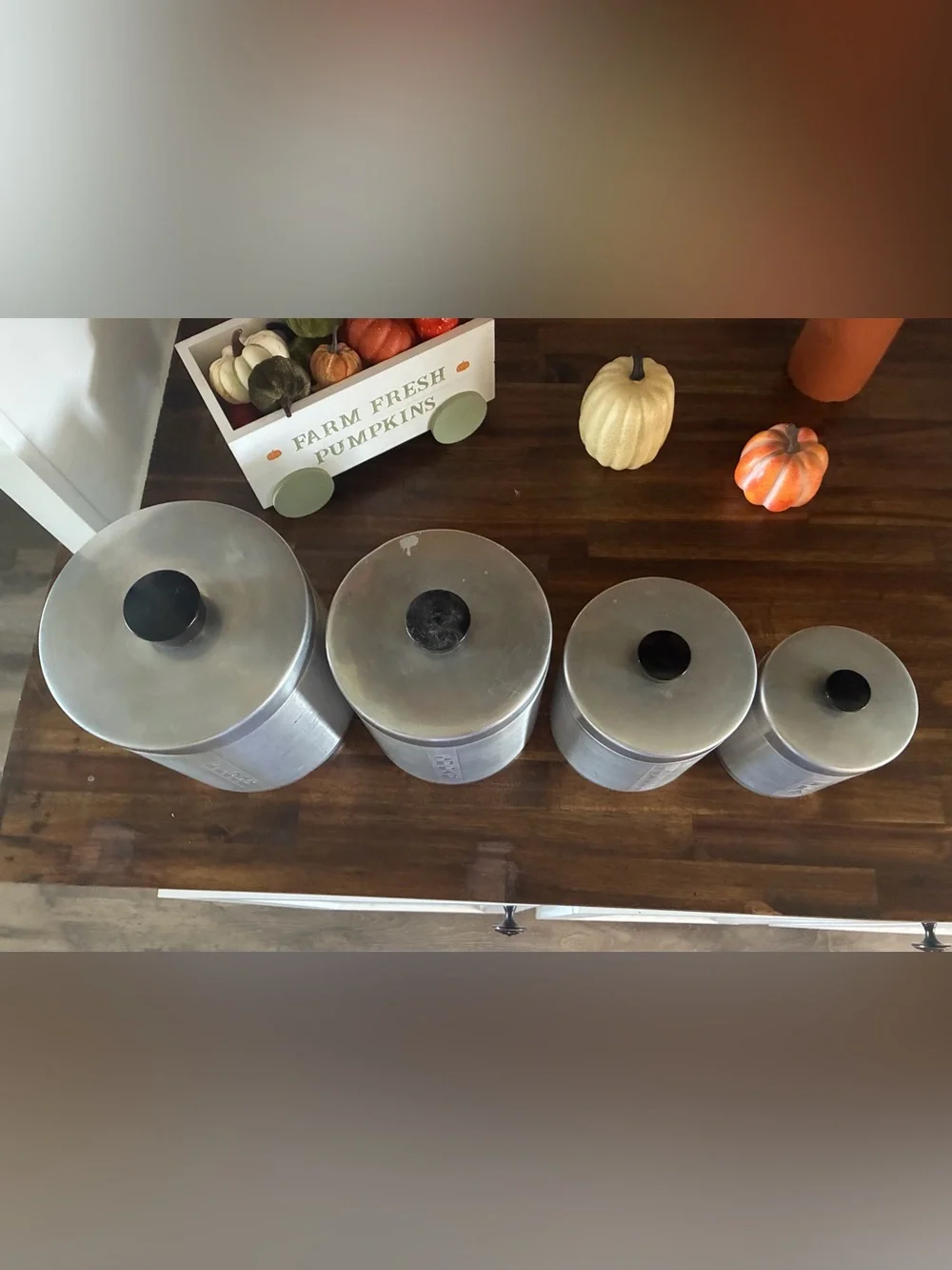 Vintage Aluminum MCM Spun Canister Set with Lids - Silver